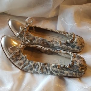 AGL size 7.5 shiny leopard print flats